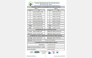 Calendrier Championnat par équipes : Jeunes 